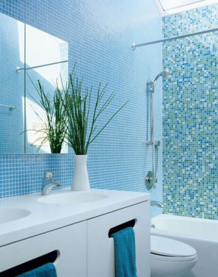 голубые ванные комнаты